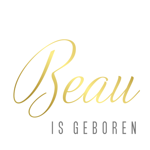 Vierkant geboortelabel met naam in goudfolie