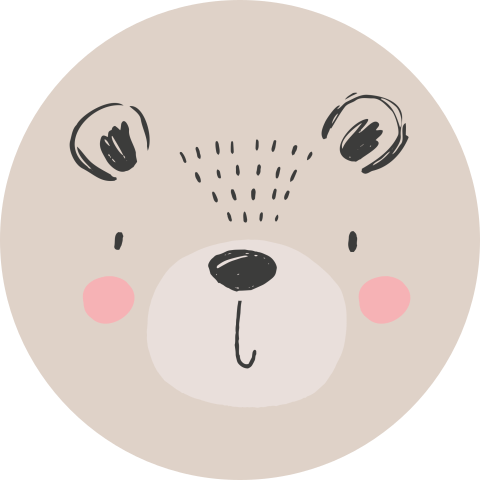 Beige sluitsticker met getekende beer