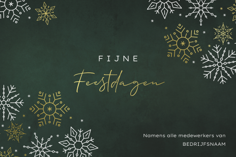 Groene kerstkaart met ijssterren in goud en wit