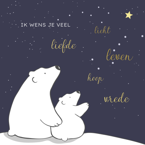 Kerstkaart met ijsberen en goudfolie