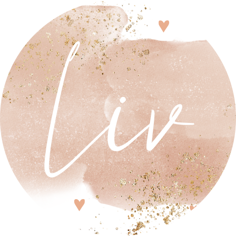 Sluitsticker met roze waterverf en goudlook spetters