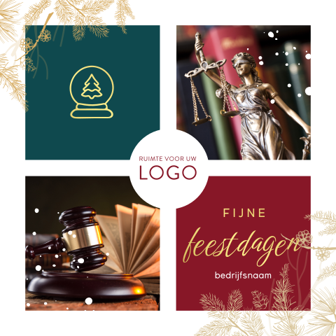 Kerstkaart met fotokaders advocatuur en bedrijfslogo