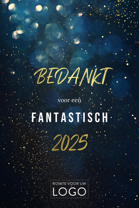 Donkerblauwe bedankkaart met goudfolie voor uw zakelijke relaties