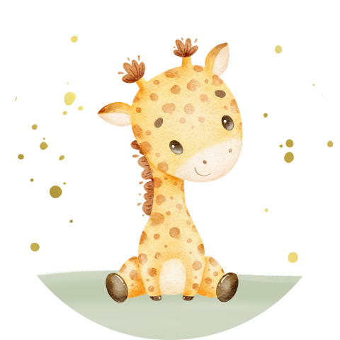 Sluitsticker met giraffe en goudfolie spetters