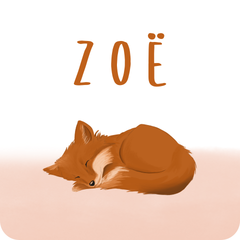 Sluitsticker vierkant met roze waterverf en vosje