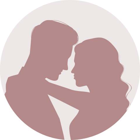 Oudroze sticker met silhouet bruidspaar