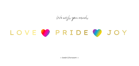 Kerstkaart met love pride and joy