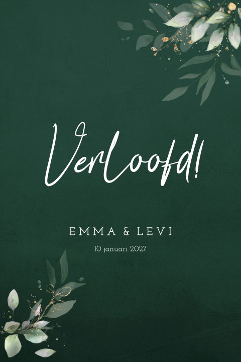 Botanische verlovingskaart met groene waterverf