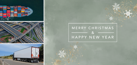Zachtgroene kerstkaart transport foto's met spetters
