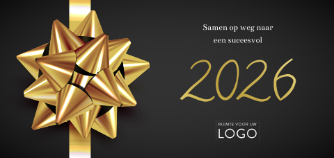 Goudfolie kerstkaart met feestelijke strik