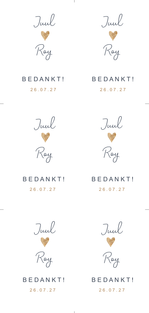 DIY bedank labels met gouden hartje