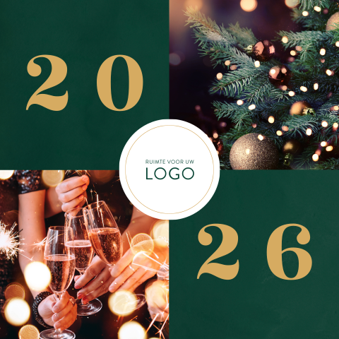 Groene kerstkaart met goudlook 2026