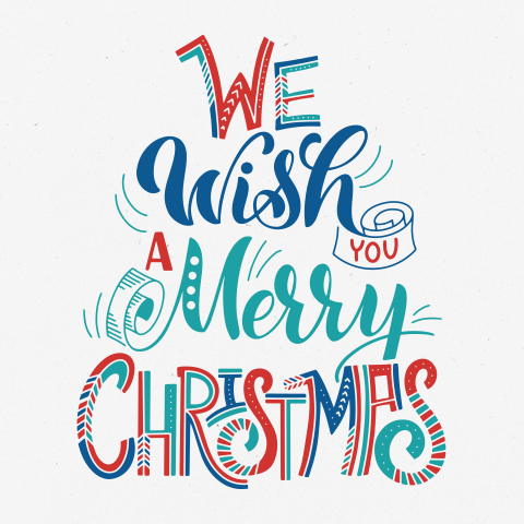 Duurzame kerstkaart met grafische kerstwens