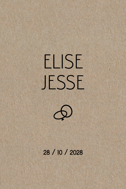 Minimalistische trouwkaart van echt kraftpapier