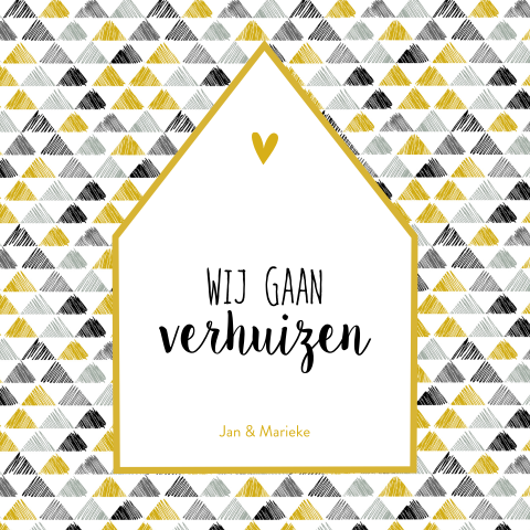 Moderne verhuiskaart met gele driehoeken