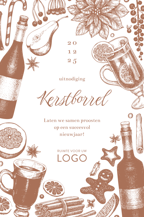 Kerstborrel uitnodiging met winterse drankjes