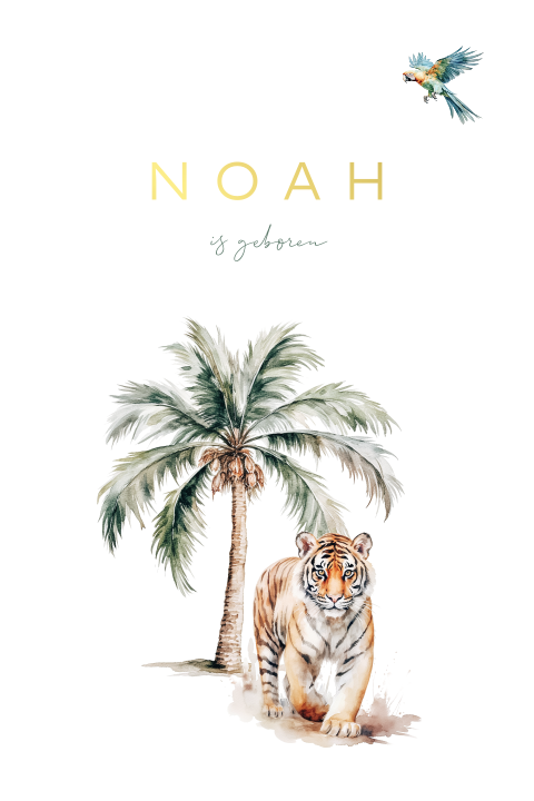 Junglekaartje met tijger en palmboom