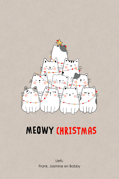 Grappige kerstkaart met katten – Meowy Christmas