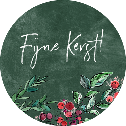 Donkergroene sluitsticker met Fijne Kerst