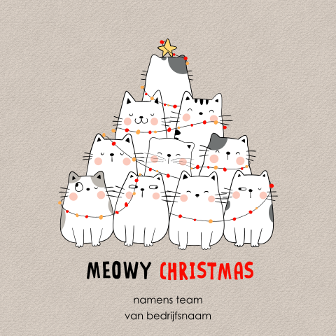 Meowy Christmas Kerstkaart – Vrolijke Katten Kerstgroet