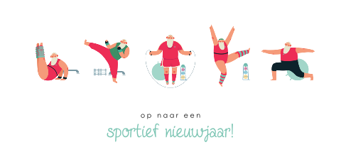 Kerstkaart met sportieve kerstman