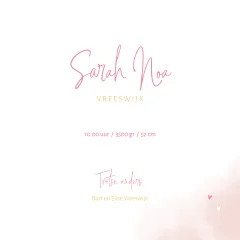 Geboortekaartje meisje met roze en gele droogbloemen