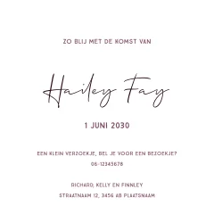 Lila en zalm geboortekaartje grote broer met zusje in bootje