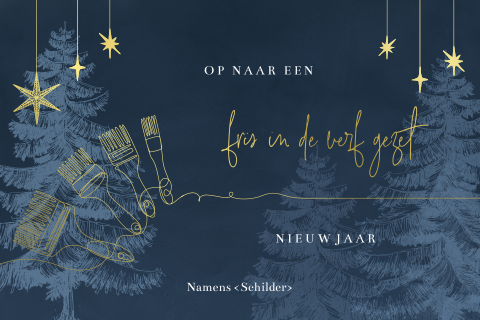Kerstkaart schilders en onderhoudsbedrijven met kwasten