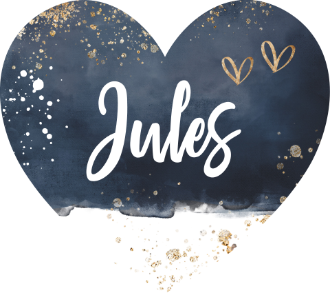 Sluitsticker hartje met donkerblauwe waterverf