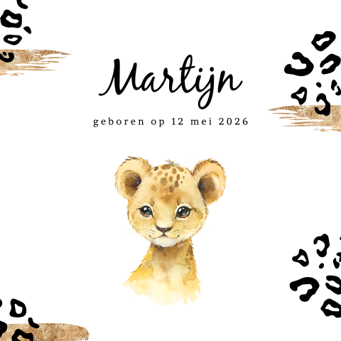 Hip dieren geboortekaartje met welpje