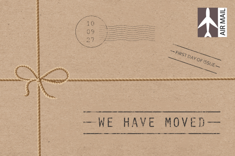 Stoere verhuiskaart met airmail en touw