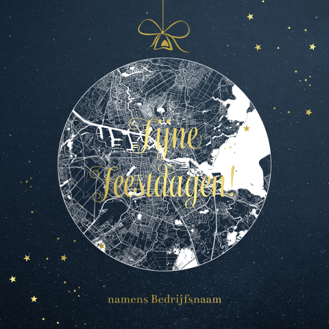 Kerstkaart met plattegrond Amsterdam in kerstbal