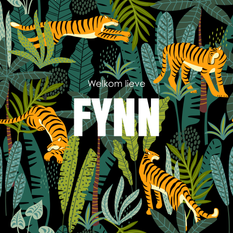 Geboortekaartje met tijger in jungle