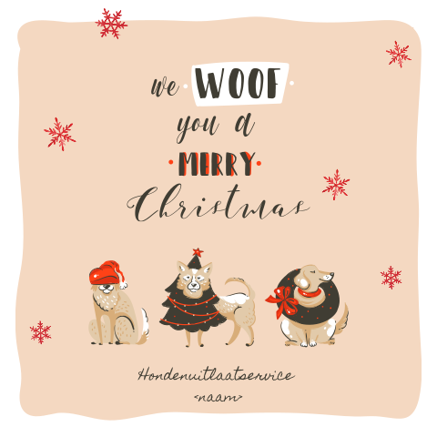 Getekende kerstkaart met honden