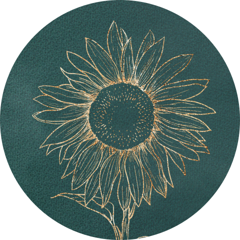 Donkergroene sticker met zonnebloem