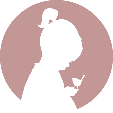 Roze sluitsticker silhouet meisje met vogel