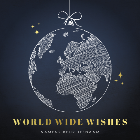 Kerstkaart kerstbal met wereldbol en goudfolie