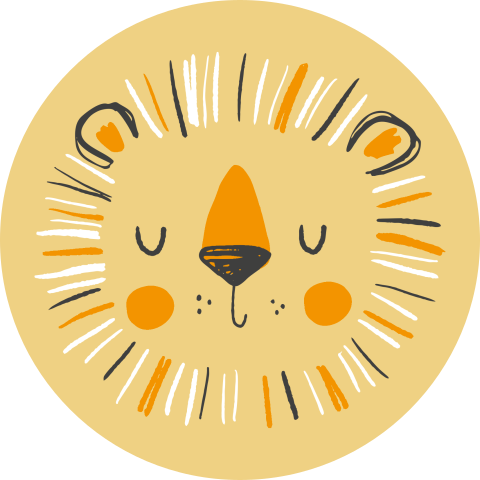 Gele sluitsticker met getekend leeuwtje