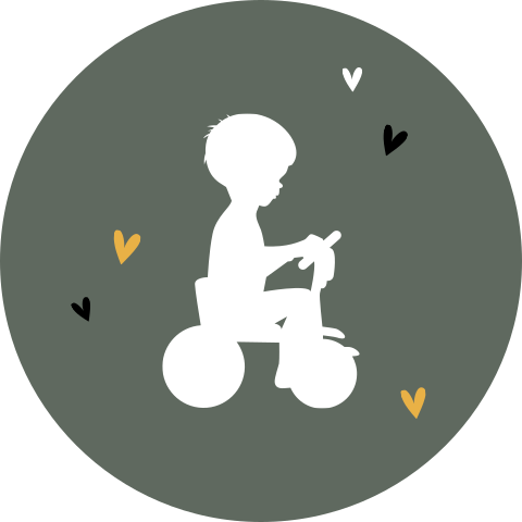 Sluitsticker met silhouet jongen op fietsje