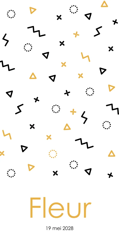 Meisjes geboortekaartje met memphis patroon