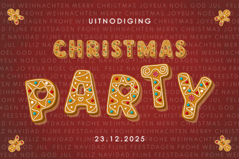 Uitnodiging christmas party met kerstkoekjes letters