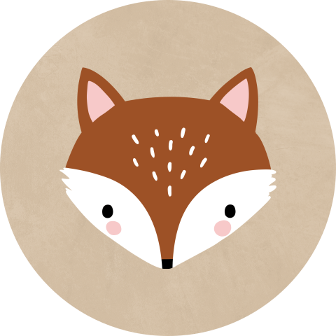 Zandbruine sticker met lief vosje