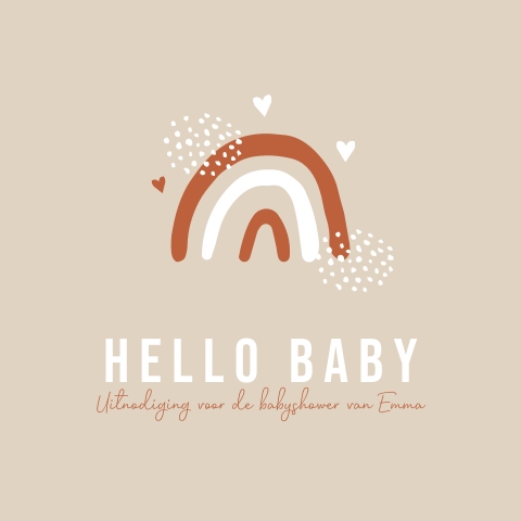 Trendy uitnodiging babyshower met regenboog