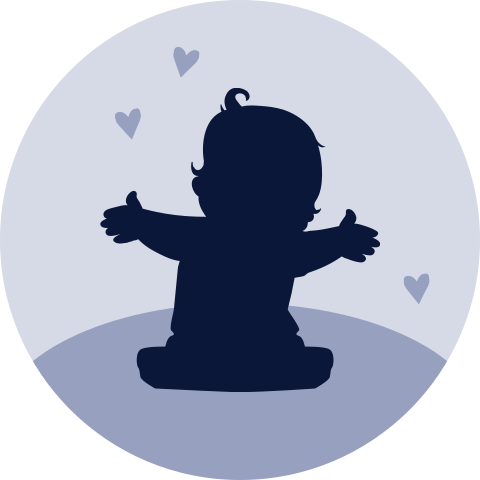 Sluitsticker met silhouet kindje in blauw