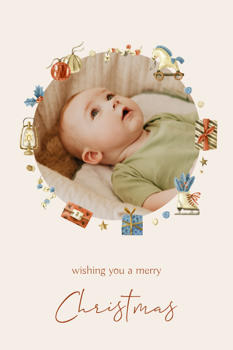 Vintage kerstkaart met foto
