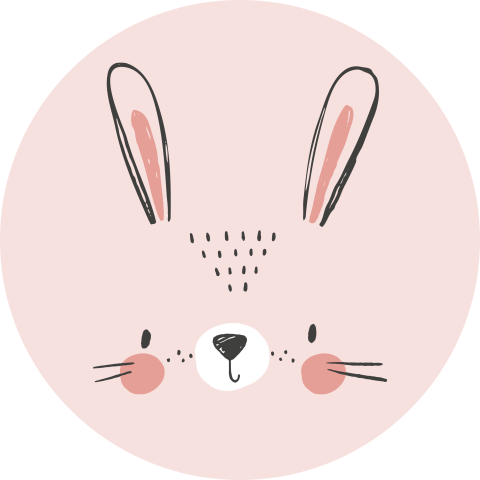 Roze sluitsticker met getekend konijntje