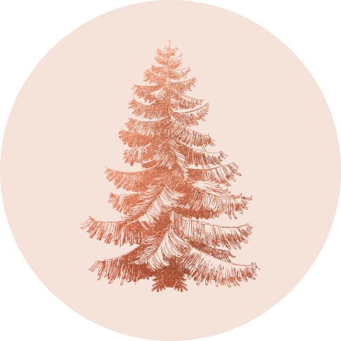 Roze kerst sluitsticker met rosé kerstboom