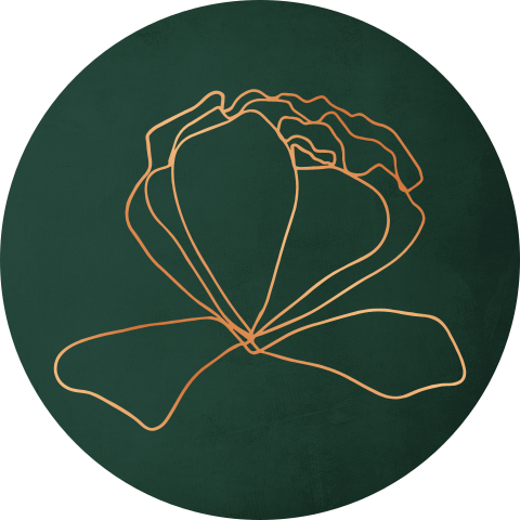 Donkergroene sticker met koperfolie klaproos