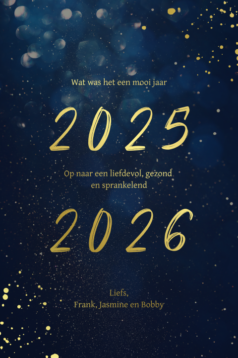 Nieuwjaarskaart met goudfolie en warme wens