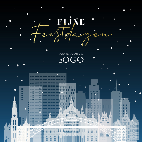 Kerstkaart met skyline Antwerpen